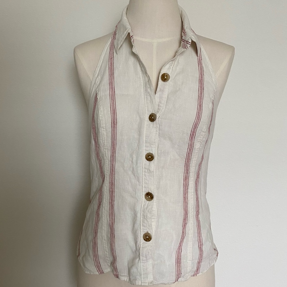 Anthropologie Halter Neck striped top